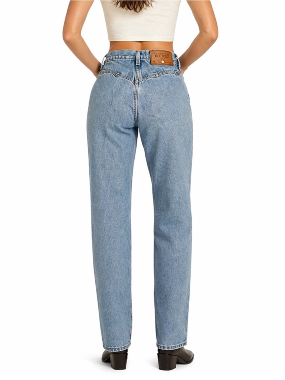 Vintage Rockie’s Yoke Cut Studded Western Fit High Rise Jeans